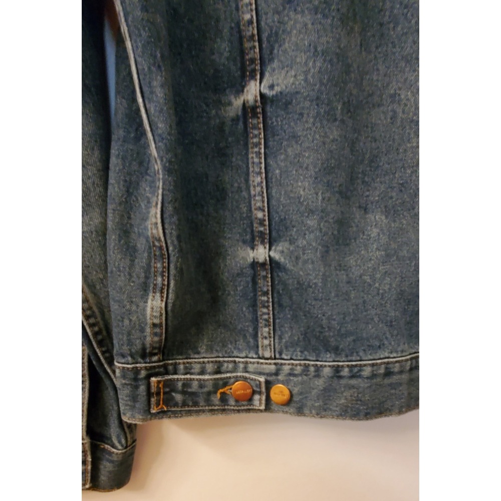 Warp + Weft Jean Trucker Jacket Denim Sea Seattle Scout Blue SM Copper Unisex - Picture 12 of 16